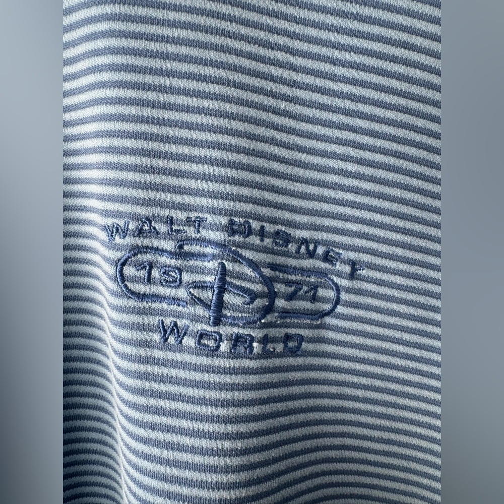 Vintage 1971 Walt Disney World Blue Striped Polo Shirt XXL